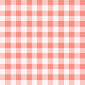 Flamingo Coral- Orange Pink Gingham- Small- 12 Inch- Buffalo Plaid- Vichy Check- Checked- Nursery Wallpaper- Watermelon- Valentines Day- Baby Girl