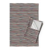 Boho - Abstract - Unbalance Stripes in Coral Red - Blue and Cream - Patriotic