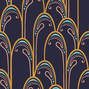 Art Nouveau Arches // Medium // Dark Navy Blue