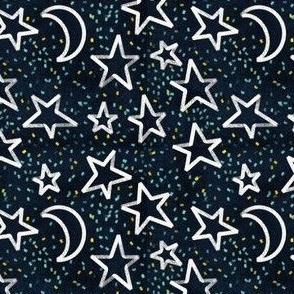 Fun Textured Moon and Stars