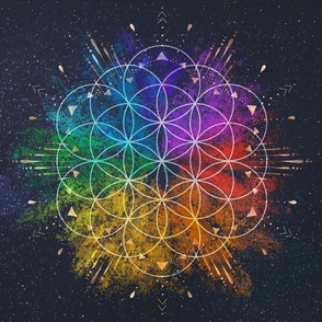 Flower of Life - Color Wheel - Night Sky
