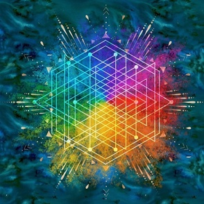 Flower of Life, color wheel - water