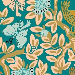 Modern chinoiserie teal (Large)