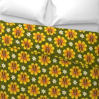Bunny Rabbit Checks with Crazy Daisies on Olive Green for 2023