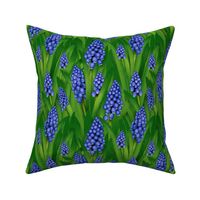 A solid pattern of hyacinths/muscari.