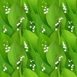 Lily of the valley, watercolor. Solid pattern.