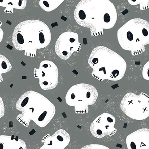 Scary cute skulls grey large