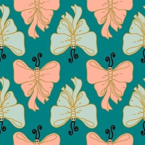 Bowtie Butterfly on teal (L) 