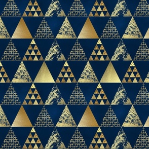 The triangles are gold on a blue background.