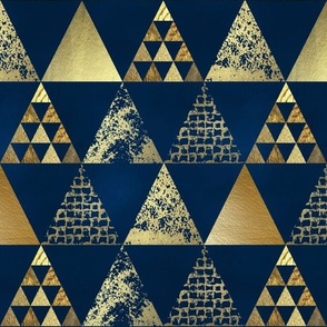 The triangles are gold on a blue background.