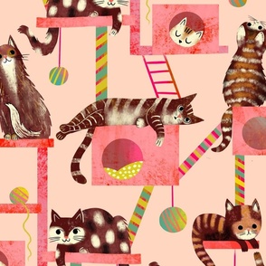 cats on indoor trees // large