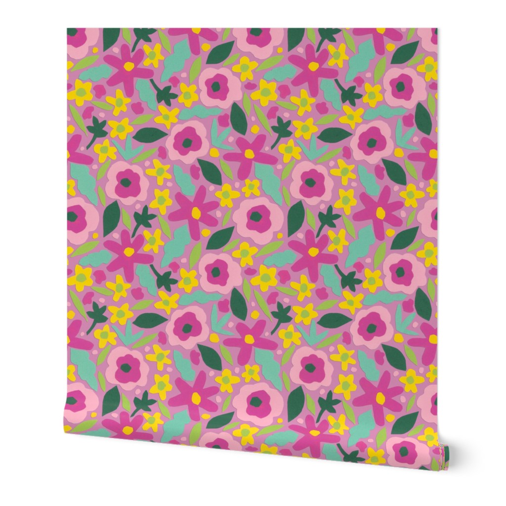 Floral paper cutout pink small scale