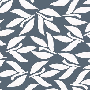 Laurel sprig, White leaves on a dark gray background