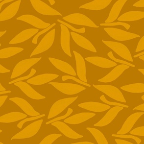 Laurel sprig, Yellow leaves on a dark yellow background