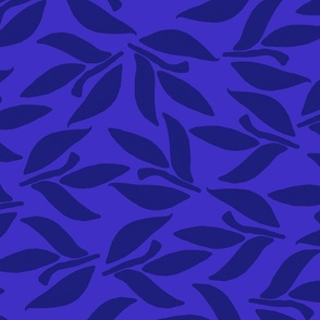 Laurel sprig, Dark blue leaves on a blue background