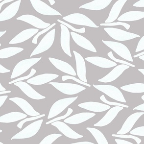 Laurel sprig, White leaves on a gray background