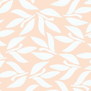 Laurel sprig, White leaves on a beige background