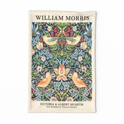 William Morris - Strawberry Thief - Artprint -  Exhibition Poster Victoria And Albert Museum London, - William Morris Wall Hanging, William Morris Tea towel