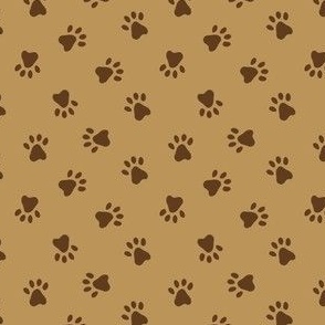 Ditsy Paw Prints, Brown