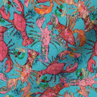 Ditsy Pink Lobsters and Mermaid Party