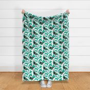 Cats & Toilet Paper - turquoise background