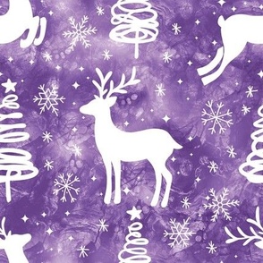 Modern alcohol ink Christmas silhuettes purple