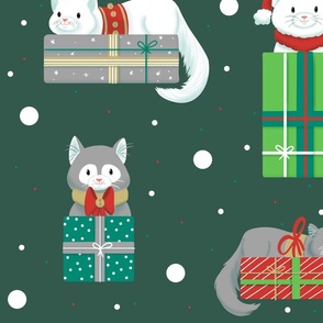 Christmas Cats green large