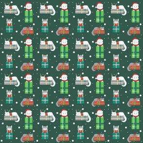 Christmas Cats green small