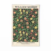 William Morris - Pomegranate black Fruits - Artprint -  Exhibition Poster Victoria And Albert Museum London, - William Morris Wall Hanging, William Morris Tea towel