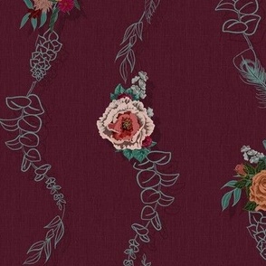 Boho Florals dancing in the garden claret Small