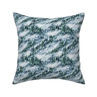 Watercolor Winter Misty Forest - Small Scale - PNW Evergreen Pine Trees Snow