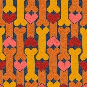 Bright Patterned Dog Bones and Hearts 