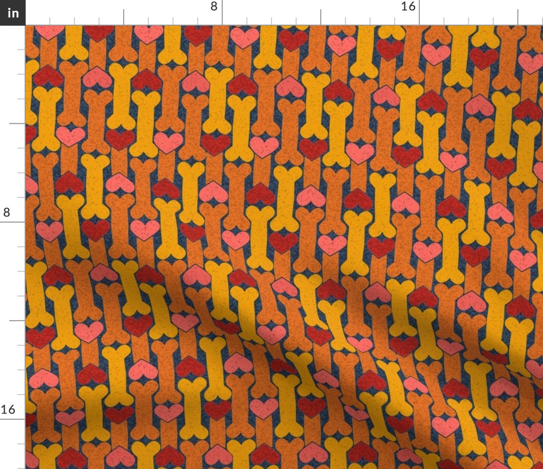 Bright Patterned Dog Bones and Hearts 