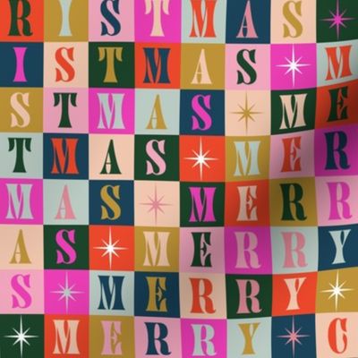 Holiday Check || midcentury merry christmas text & stars