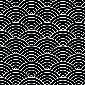 Black Japanese Waves - Large (Black and White Collection)