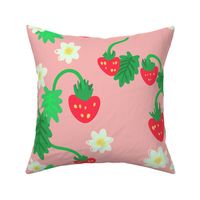 Strawberries with Pink Beige Background