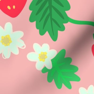 Strawberries with Pink Beige Background