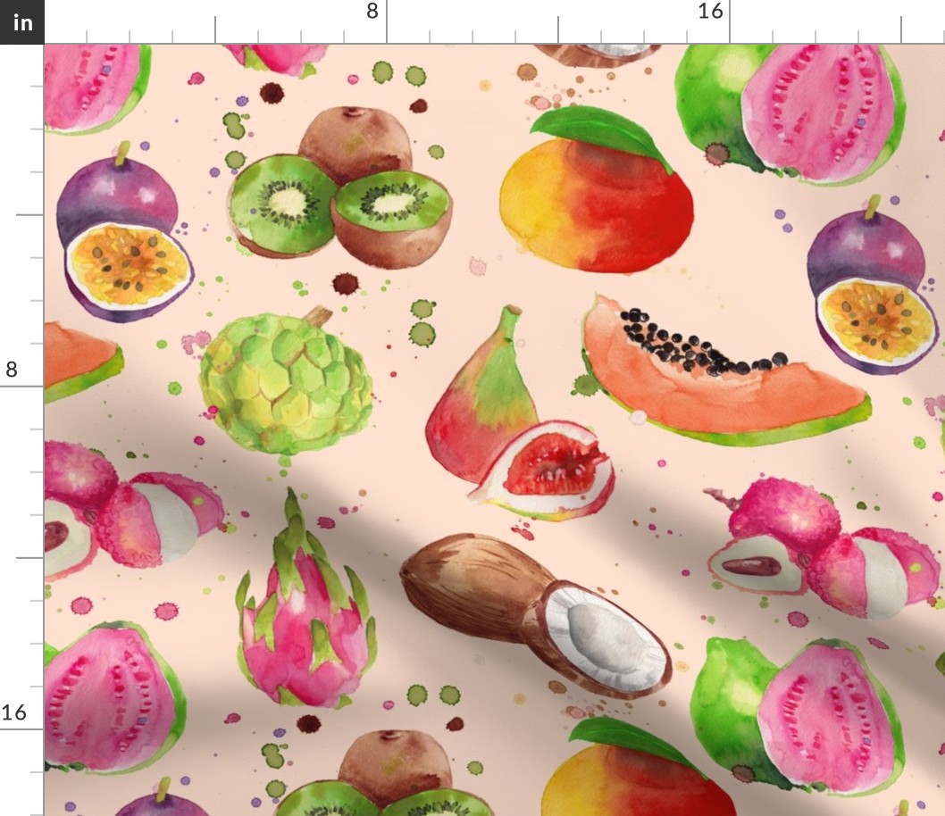 Tropical Fruit Beige Background