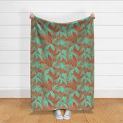 ART DECO TROPICALE - VINTAGE RED AND TURQUOISE, LARGE SCALE