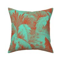 ART DECO TROPICALE - VINTAGE RED AND TURQUOISE, LARGE SCALE