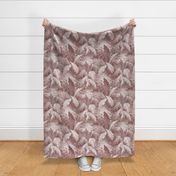 ART DECO TROPICALE - VINTAGE BURGUNDY AND WHITE, LARGE SCALE