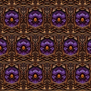 Purple Daisies Inlaid in Aged Bronze Celtic Knotwork