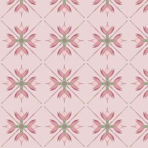 Pink lotus geometric floral ' '