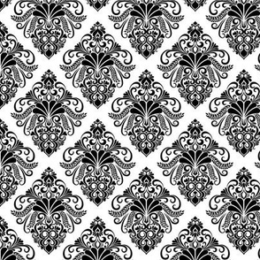 Black and White Modern Damask Pattern 