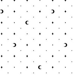 Tiny Moons and Stars Black on White