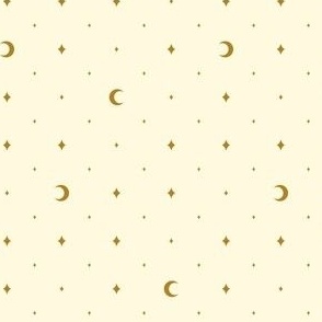 Tiny Moons and Stars Gold on Beige