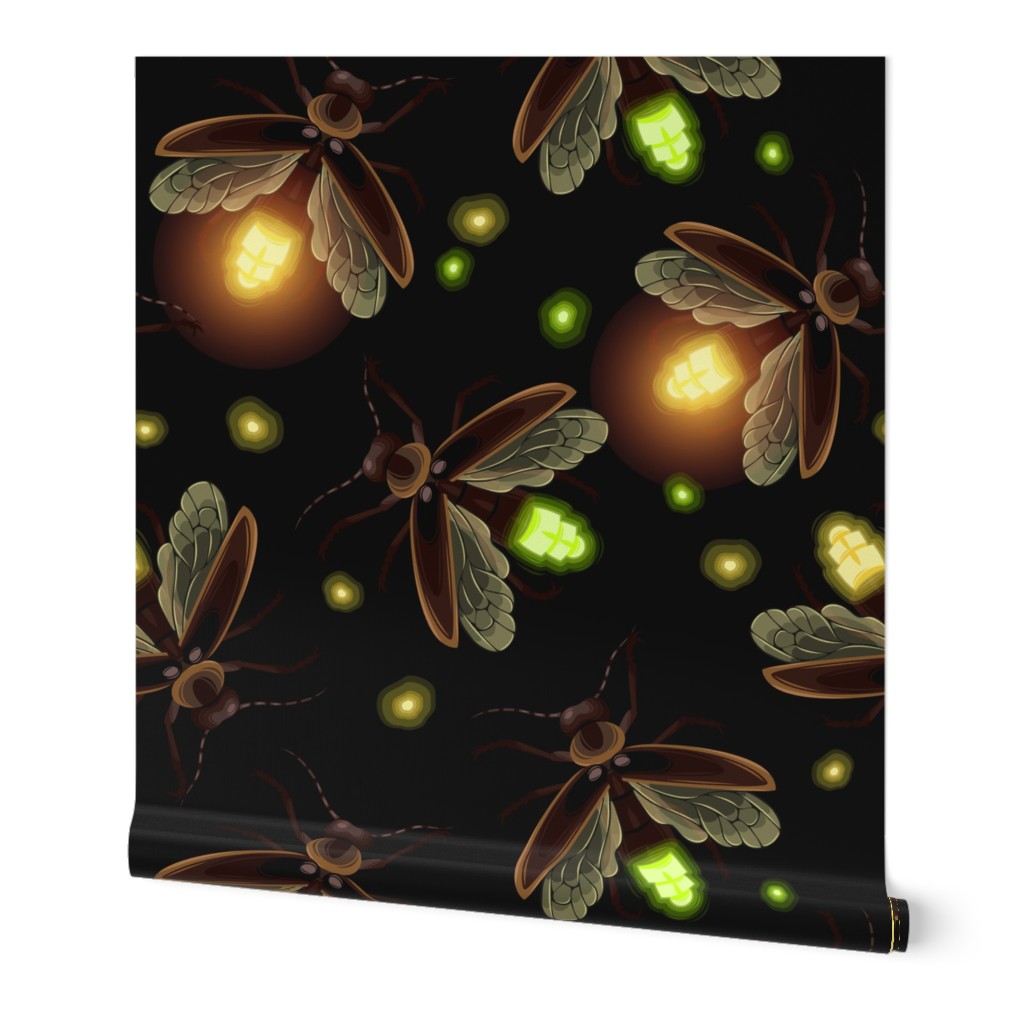 Illuminated Fireflies on a Moonless Night Animals Insect Firefly 