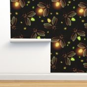 Illuminated Fireflies on a Moonless Night Animals Insect Firefly 