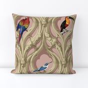 Art Nouveau Exotic Birds (pink background) 