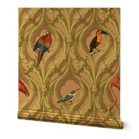 Art Nouveau Exotic Birds (pink background) 